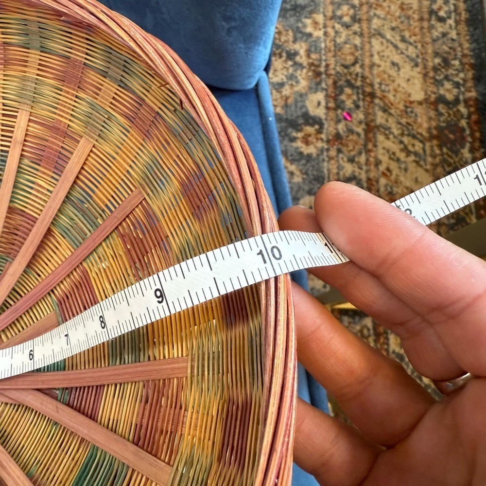 Vintage Sewing Collectible two- piece woven basket 9in at opening of basket - Picture 7 of 7